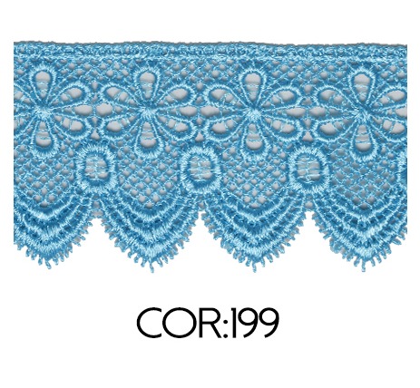 Renda Guipir CHL-133 - 6.0 Cm -  Rolo C/13.7 Metros Cor:Azul-Turquesa
