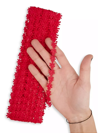 Renda Guipir CHL-207 FLOR 1.0 Cm -  Rolo C/13.7 Metros Cor:Vermelho