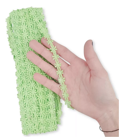 Renda Guipir CHL-207 FLOR 1.0 Cm -  Rolo C/13.7 Metros Cor:Verde-Limao
