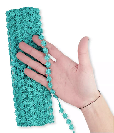 Renda Guipir CHL-207 FLOR 1.0 Cm -  Rolo C/13.7 Metros Cor:Verde-Jade