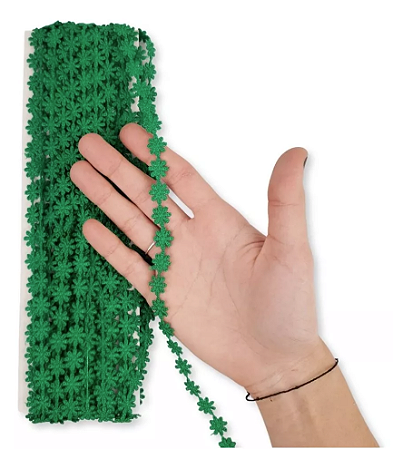 Renda Guipir CHL-207 FLOR 1.0 Cm -  Rolo C/13.7 Metros Cor:Verde-Bandeira
