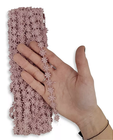 Renda Guipir CHL-207 FLOR 1.0 Cm -  Rolo C/13.7 Metros Cor:Rose