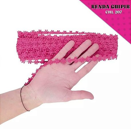 Renda Guipir CHL-207 FLOR 1.0 Cm -  Rolo C/13.7 Metros Cor:Pink-Claro