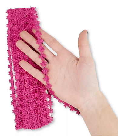 Renda Guipir CHL-207 FLOR 1.0 Cm -  Rolo C/13.7 Metros Cor:Pink