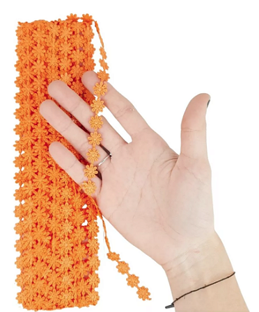 Renda Guipir CHL-207 FLOR 1.0 Cm -  Rolo C/13.7 Metros Cor:Laranja
