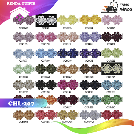 Renda Guipir CHL-207 Flor 2.5 Cm - Rolo C/13.7 Metros Cor:Terra