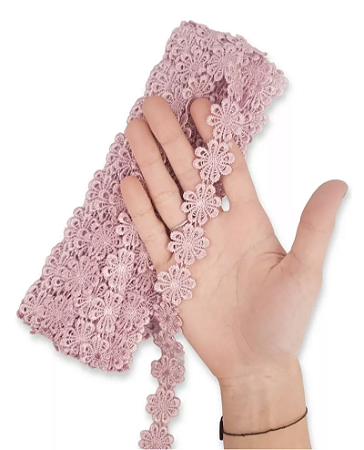 Renda Guipir CHL-207 Flor 2.5 Cm - Rolo C/13.7 Metros Cor:Rose