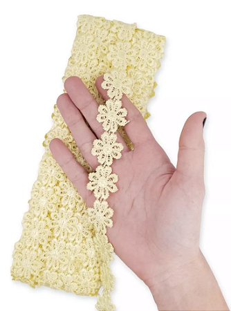 Renda Guipir CHL-207 Flor 2.5 Cm - Rolo C/13.7 Metros Cor:Amarelo-Canario