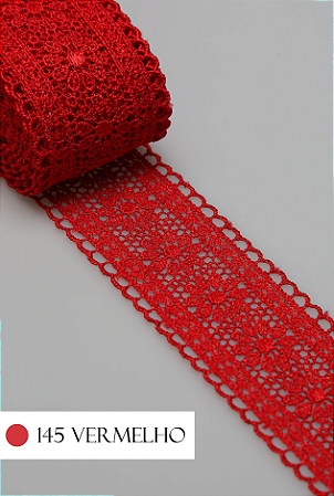 Renda Guipir CHL-419 Entremeio 4.0 Cm - Rolo C/13.7 Metros Cor:Vermelho