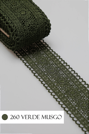 Renda Guipir CHL-419 Entremeio 4.0 Cm - Rolo C/13.7 Metros Cor:Verde-Musgo