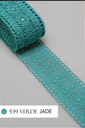 Renda Guipir CHL-419 Entremeio 4.0 Cm - Rolo C/13.7 Metros Cor:Verde-Jade