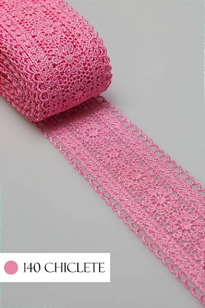 Renda Guipir CHL-419 Entremeio 4.0 Cm - Rolo C/13.7 Metros Cor:Rosa-Chiclete