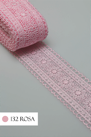 Renda Guipir CHL-419 Entremeio 4.0 Cm - Rolo C/13.7 Metros Cor:Rosa-Bebe