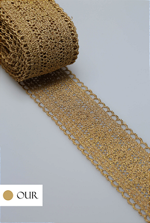 Renda Guipir CHL-419 Entremeio 4.0 Cm - Rolo C/13.7 Metros Cor:Ouro