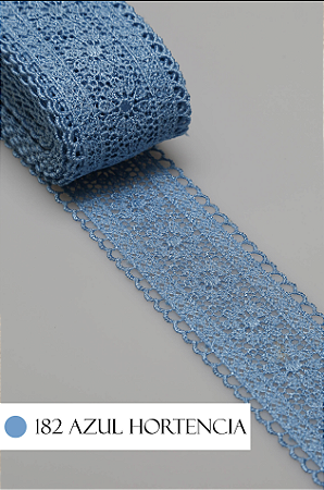 Renda Guipir CHL-419 Entremeio 4.0 Cm - Rolo C/13.7 Metros Cor:Azul-Hortencia