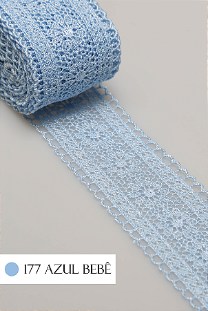 Renda Guipir CHL-419 Entremeio 4.0 Cm - Rolo C/13.7 Metros Cor:Azul-Bebe