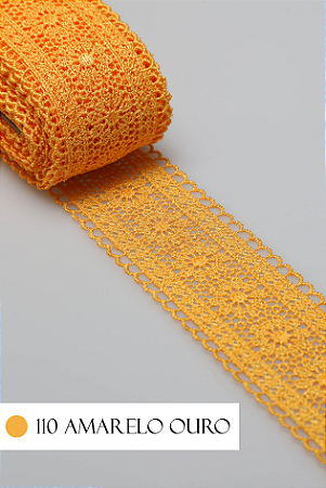 Renda Guipir CHL-419 Entremeio 4.0 Cm - Rolo C/13.7 Metros Cor:Amarelo-Ouro
