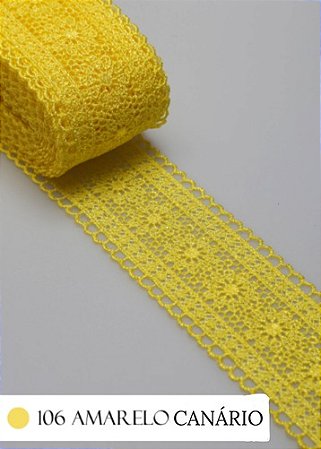 Renda Guipir CHL-419 Entremeio 4.0 Cm - Rolo C/13.7 Metros Cor:Amarelo-Canario