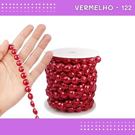 Galão Perolado Aljofre - SPF-22 - Rolo C/10 mts COR:VERMELHO-122