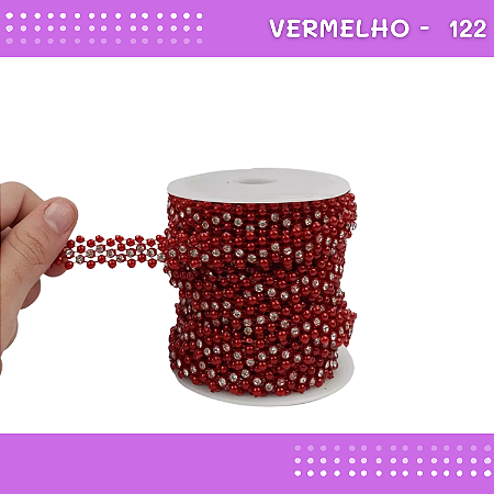 Galão Perolado Aljofre - SPF-10 - Rolo C/10 mts COR:VERMELHO-122