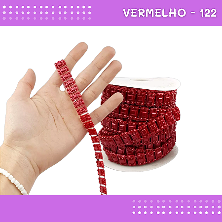 Galão Perolado Aljofre - SPF-29 - Rolo C/10 mts COR:VERMELHO-122
