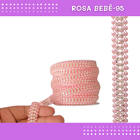 Galão Perolado Aljofre - SPF-75 - Rolo C/10 mts COR:ROSA-BEBE-95