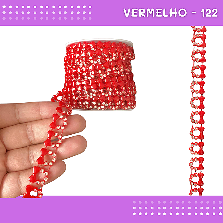 Galão Perolado Aljofre - SPF-85 - Rolo C/10 mts COR:VERMELHO-122