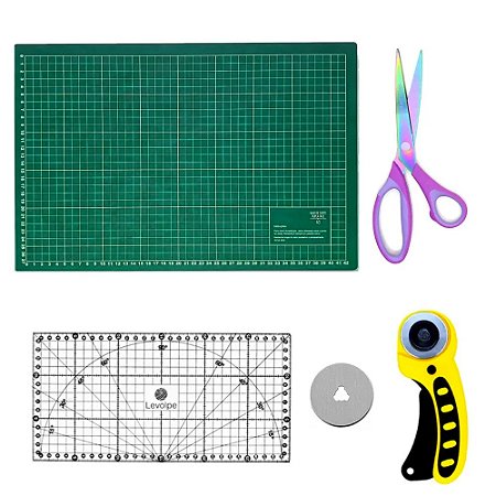 Kit Base De Corte A3 45x30 Régua+Tesoura Titanium+Cortador Circular+Lâmina Ref: KIT-45V