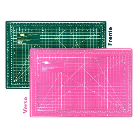 Base De Corte Dupla Face A2 - 60X45Cm - Rosa e Verde Ref: AT-60X45RV