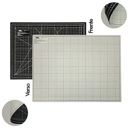 Base De Corte Dupla Face A2 - 60X45Cm - Preto e Cinza Ref: AT-60X45PC