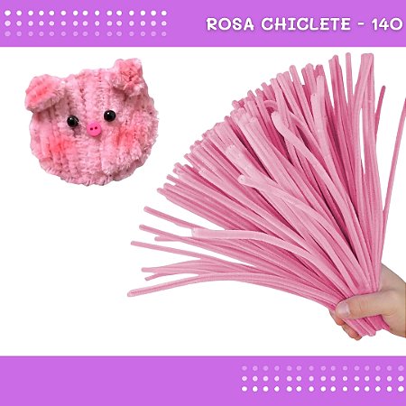 100 Haste de Chenille Limpador de Cachimbo Fios Artesanato 30cm COR:ROSA-CHICLETE-140