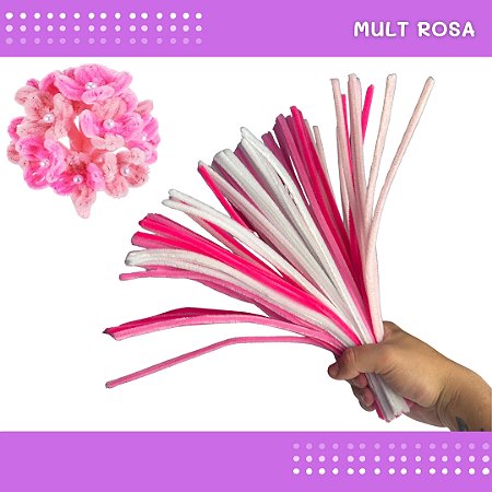 100 Haste de Chenille Limpador de Cachimbo Fios Artesanato 30cm COR:MULT-ROSA