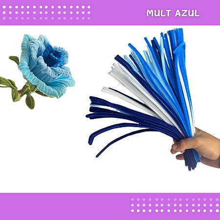 100 Haste de Chenille Limpador de Cachimbo Fios Artesanato 30cm COR:MULT-AZUL