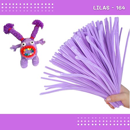 100 Haste de Chenille Limpador de Cachimbo Fios Artesanato 30cm COR:LILAS-164