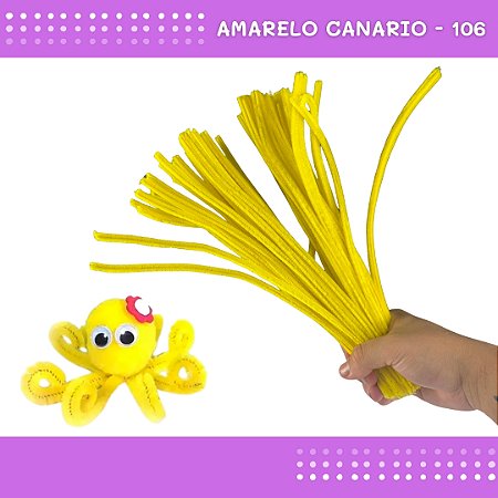 100 Haste de Chenille Limpador de Cachimbo Fios Artesanato 30cm COR:AMARELO-CANARIO-106