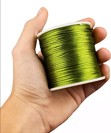Cordão Acetinado Rabo de Rato - Fio de Seda - 1mm - Rolo C/100 Mts COR:VERDE-OLIVA