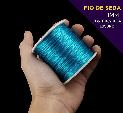 Cordão Acetinado Rabo de Rato - Fio de Seda - 1mm - Rolo C/100 Mts COR:TURQUESA-ESCURO