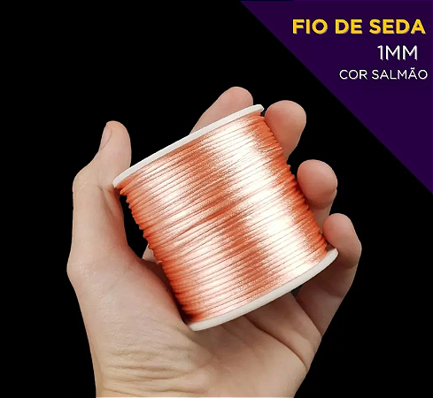 Cordão Acetinado Rabo de Rato - Fio de Seda - 1mm - Rolo C/100 Mts COR:SALMAO