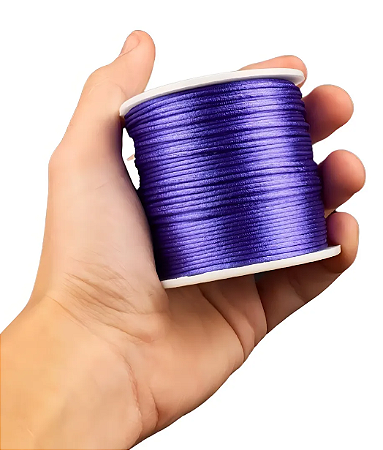 Cordão Acetinado Rabo de Rato - Fio de Seda - 1mm - Rolo C/100 Mts COR:ROXO
