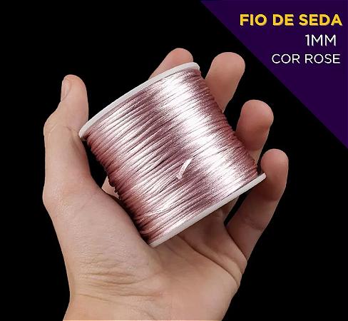 Cordão Acetinado Rabo de Rato - Fio de Seda - 1mm - Rolo C/100 Mts COR:ROSE