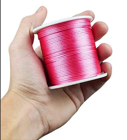 Cordão Acetinado Rabo de Rato - Fio de Seda - 1mm - Rolo C/100 Mts COR:ROSA-CHICLETE
