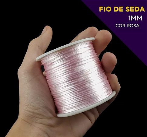 Cordão Acetinado Rabo de Rato - Fio de Seda - 1mm - Rolo C/100 Mts COR:ROSA-BEBE