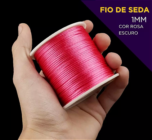 Cordão Acetinado Rabo de Rato - Fio de Seda - 1mm - Rolo C/100 Mts COR:PINK