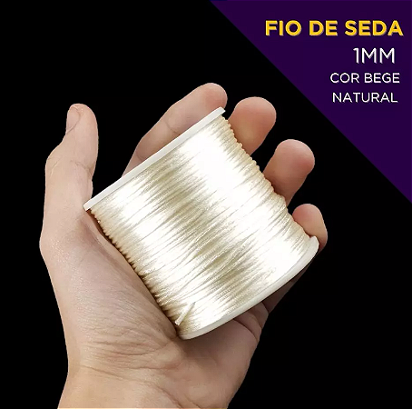 Cordão Acetinado Rabo de Rato - Fio de Seda - 1mm - Rolo C/100 Mts COR:NATURAL