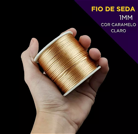 Cordão Acetinado Rabo de Rato - Fio de Seda - 1mm - Rolo C/100 Mts COR:CARAMELO