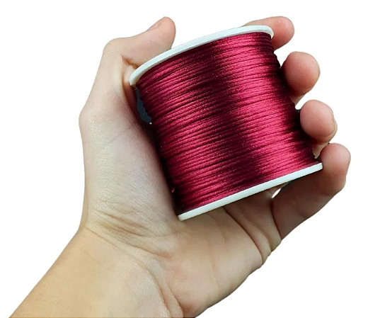 Cordão Acetinado Rabo de Rato - Fio de Seda - 1mm - Rolo C/100 Mts COR:BORDO
