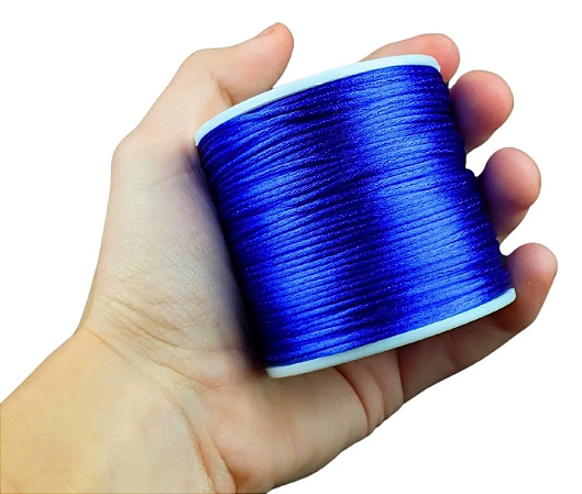 Cordão Acetinado Rabo de Rato - Fio de Seda - 1mm - Rolo C/100 Mts COR:AZUL-ROYAL