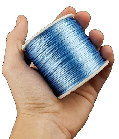 Cordão Acetinado Rabo de Rato - Fio de Seda - 1mm - Rolo C/100 Mts COR:AZUL-HORTENCIA