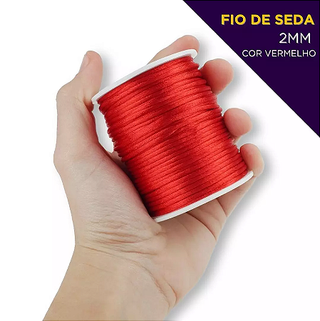 Cordão Acetinado Rabo de Rato - Fio de Seda - 2mm - Rolo C/50 Mts Cor:VERMELHO