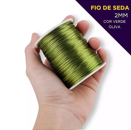 Cordão Acetinado Rabo de Rato - Fio de Seda - 2mm - Rolo C/50 Mts COR:VERDE-OLIVA